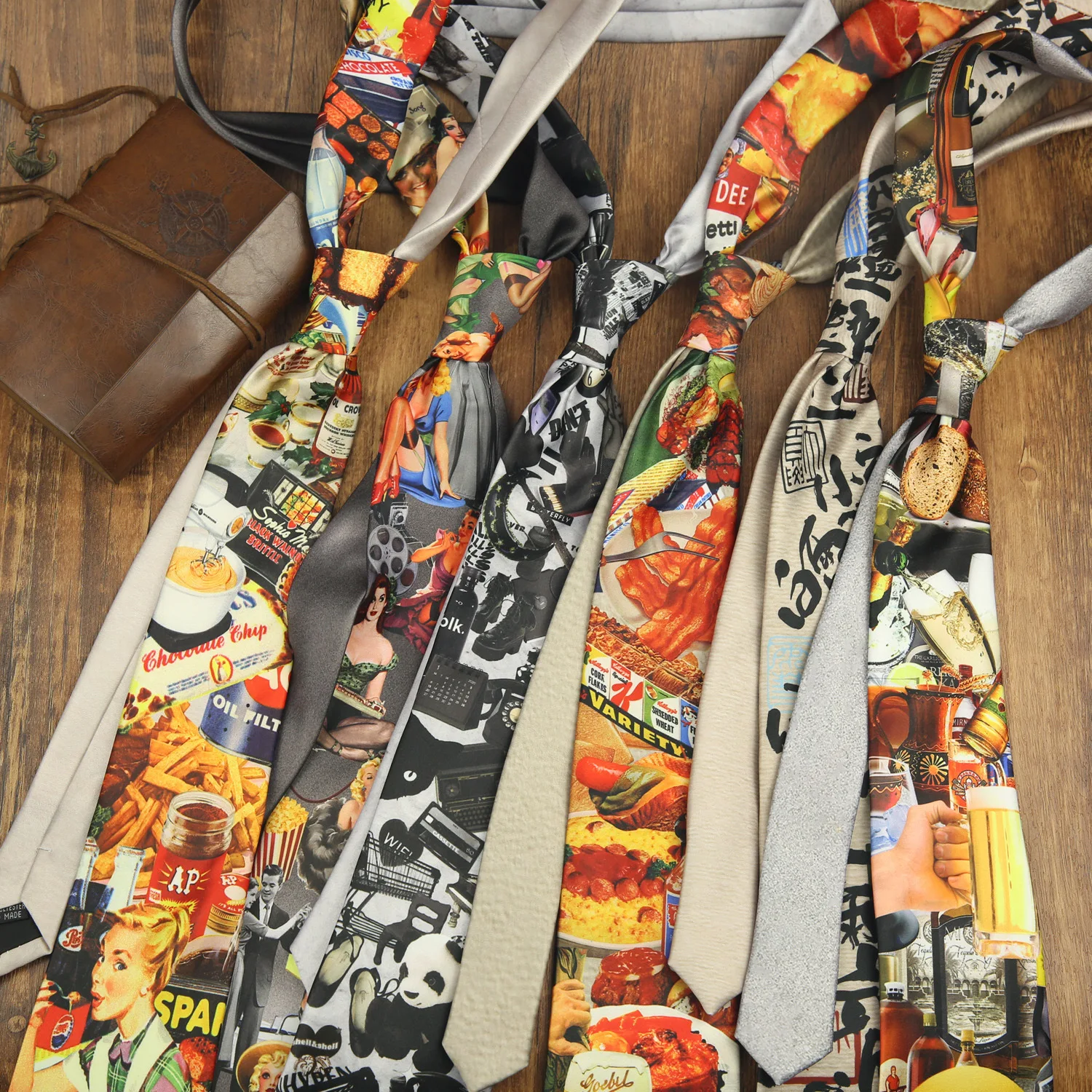 

New Luxury Creative Design Neckties 8cm Width Silky Ties For Men Cat Panda Printed Neck Tie Casual Daily Shirt Suit Accessories
