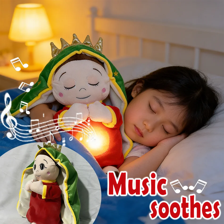 

Breathing Jesus Virgin Mary Soothe Plush Toy for Kids Soft Soothing Jesus Plushies Comforting Heart Toy Easter New Year Gifts