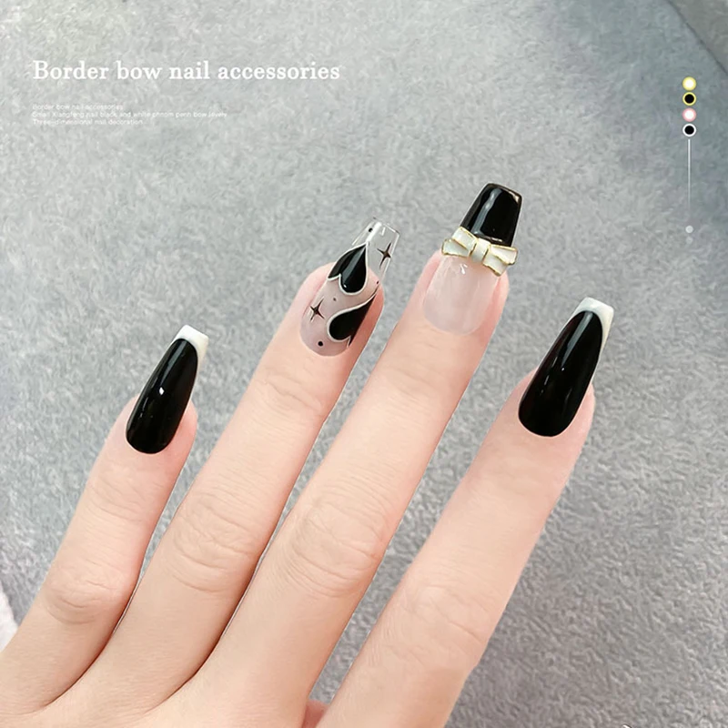 10pcs ออกแบบเล็บ Charms โลหะ Bow Tie หรูหราเล็บ DIY เล็บศิลปะเล็บเครื่องประดับขายส่ง