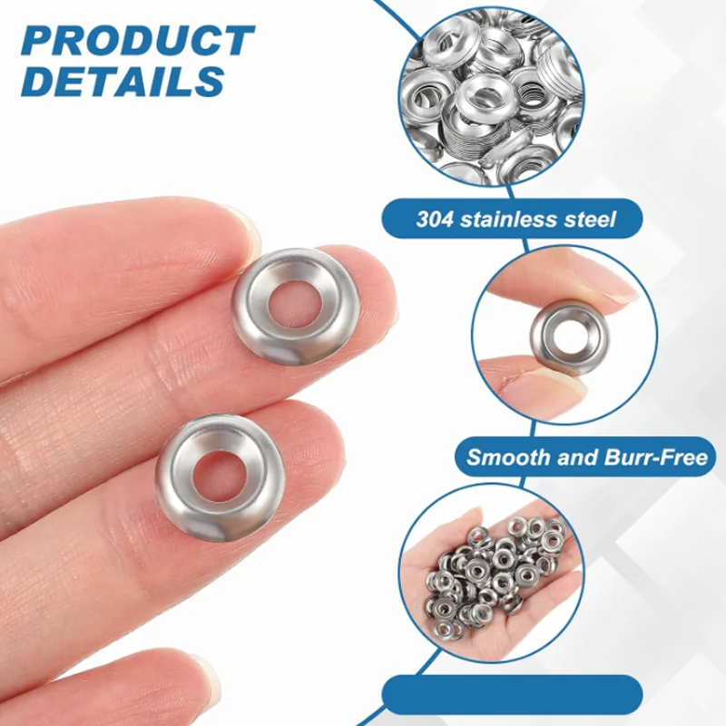 Conical Washer 6# 8# 10# 12# 304 Stainless Steel Countersunk Finishing Hollow Cup Washers Thickness 2.5mm-3.5mm