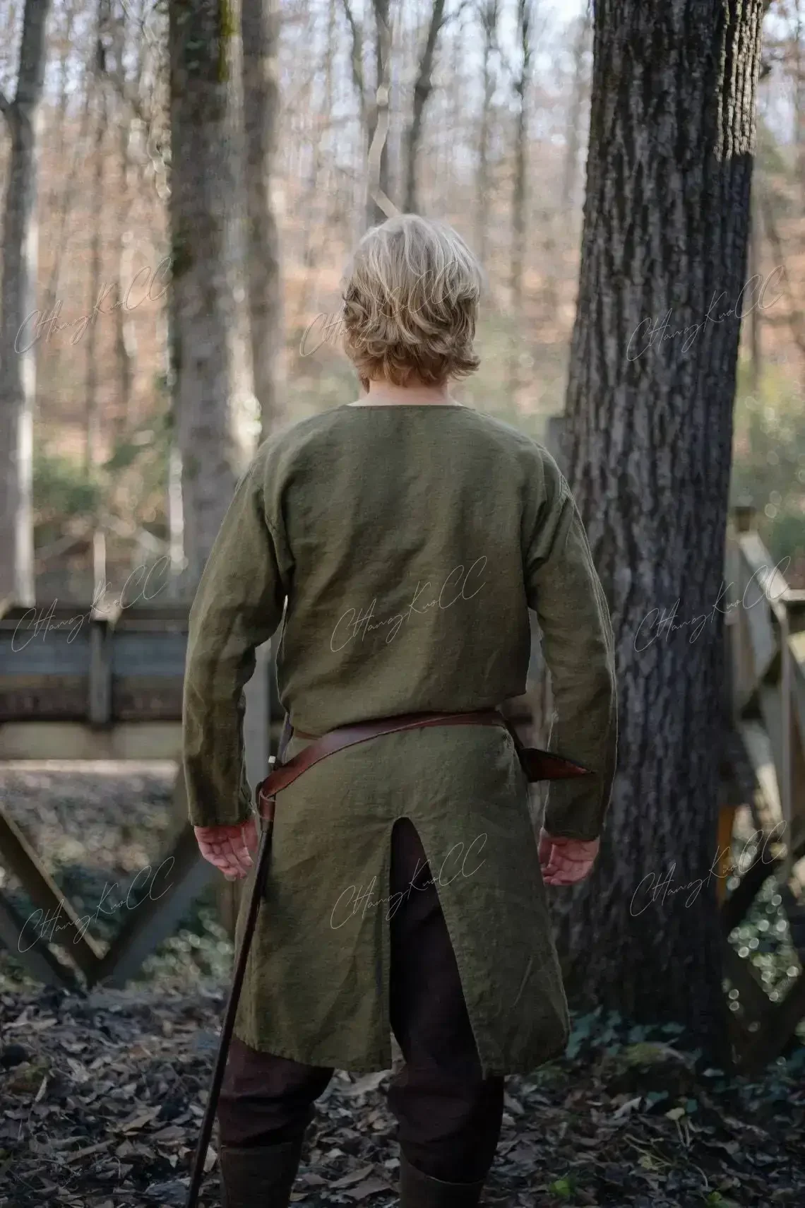 الكبار الرجال القرون الوسطى فارس المحارب زي الأخضر تونك الملابس نورمان شوفالييه جديلة فايكنغ القراصنة ساكسون LARP قميص علوي