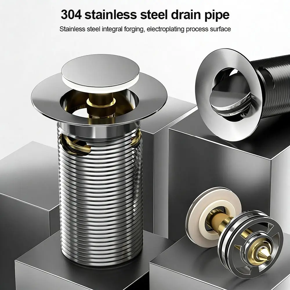 Plastic Sink Drain Pipe Set Anti-Odor Bounce Up Core Retractable Drain Pipe Anti Clogging Easy Installation Basin Downspout Kit