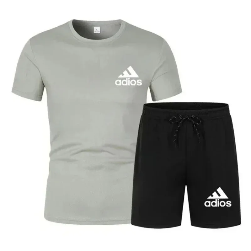 

Летний модный комплект высокого качества: мужской комплект с коротким рукавом, стильные повседневные шорты, спортивный комплект, мужская футболка + шорты, комплект из двух предметов.