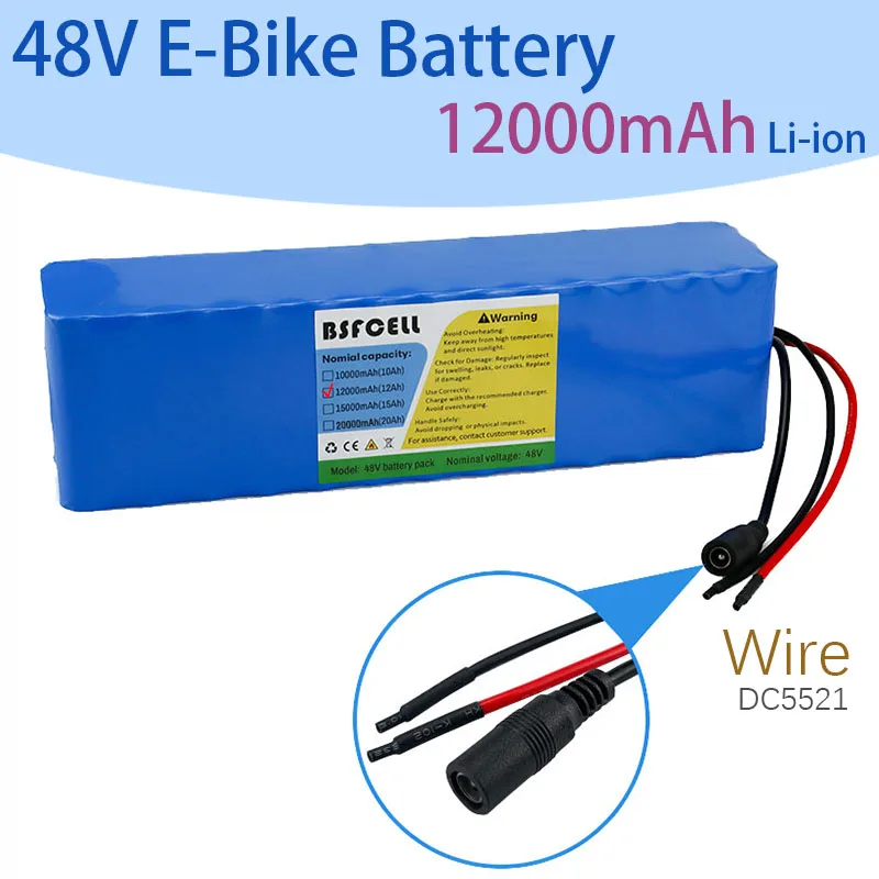 

Brand new original 48V Wire+DC5521 Connector and BMS E-Bike Battery 12000mAh Li-ion Battery