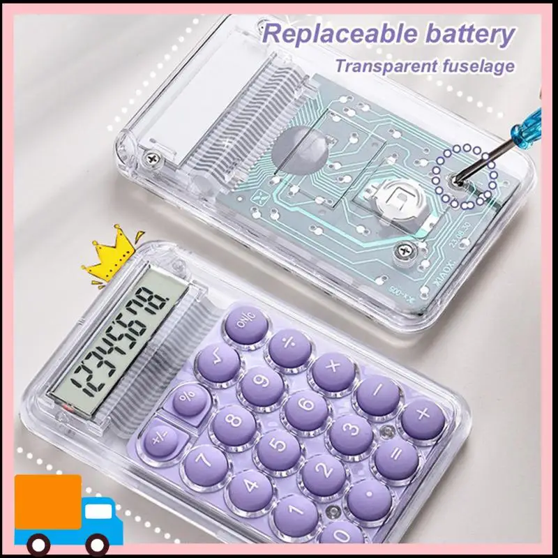 Professional-8 Digits Display Silence Widescreen Mini Calculator Students Portable Transparent Electronic Calculator Daily Use