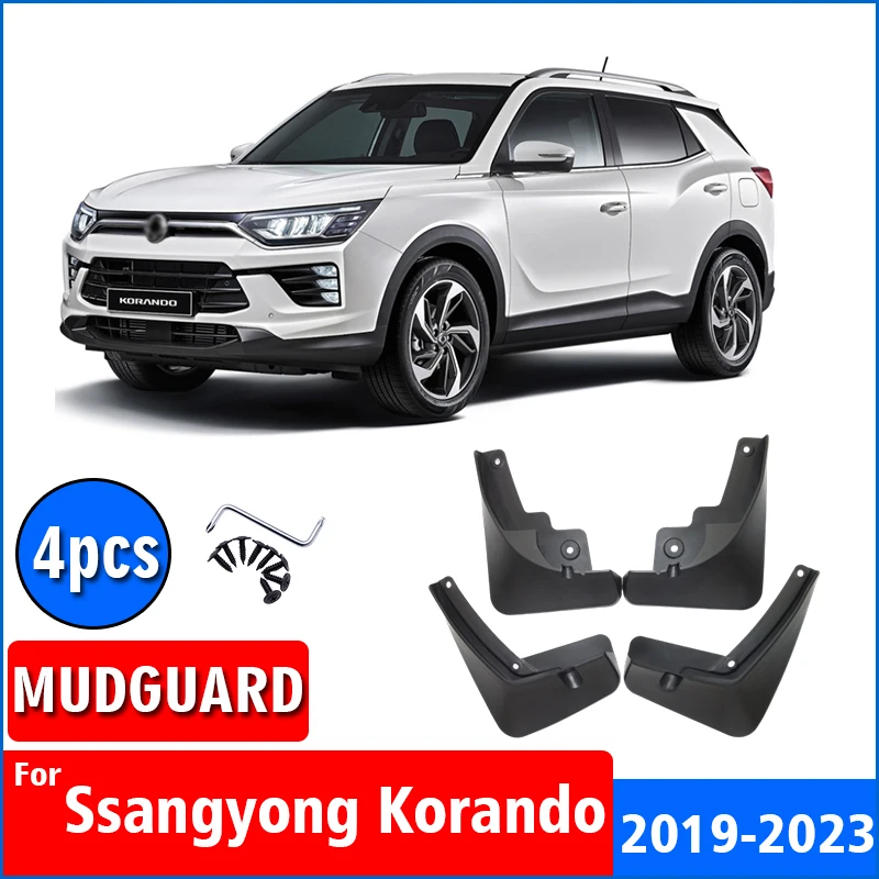 2019 2020 2021 2022 2023 FOR Ssangyong Korando Mud Flap Guards Splash Car Accesssories Mudguards Fender Front Rear 4pcs Mudguard