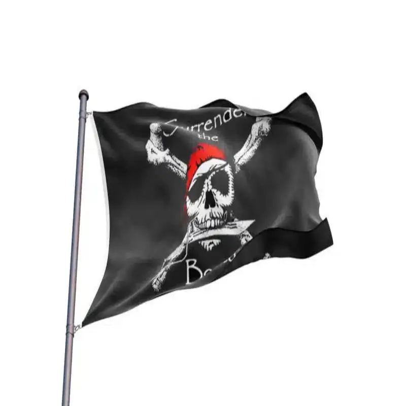Pirate Surrender The Booty Flag Large 3x5 Ft Moderate Outdoor  Polyester Jolly Roger Halloween Flag 90x150cm