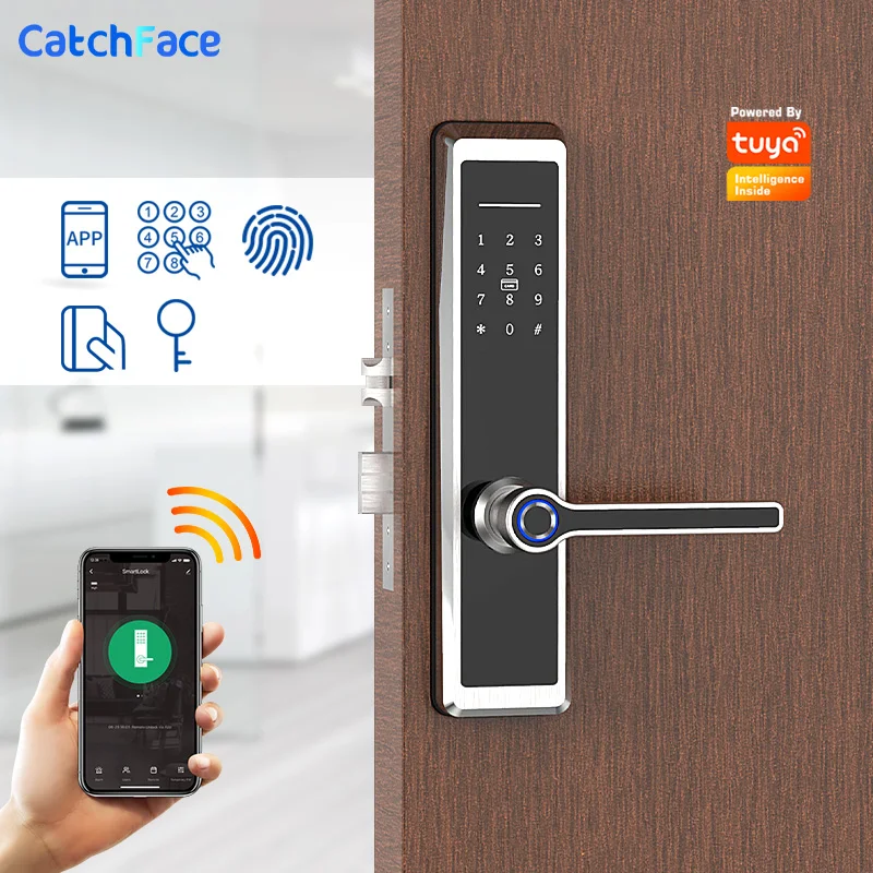 Stainless Steel Electronic Fingerprint Door Lock Digital Smart Lock With WiFi TUYA APP Password IC Card Unlock For Home Security