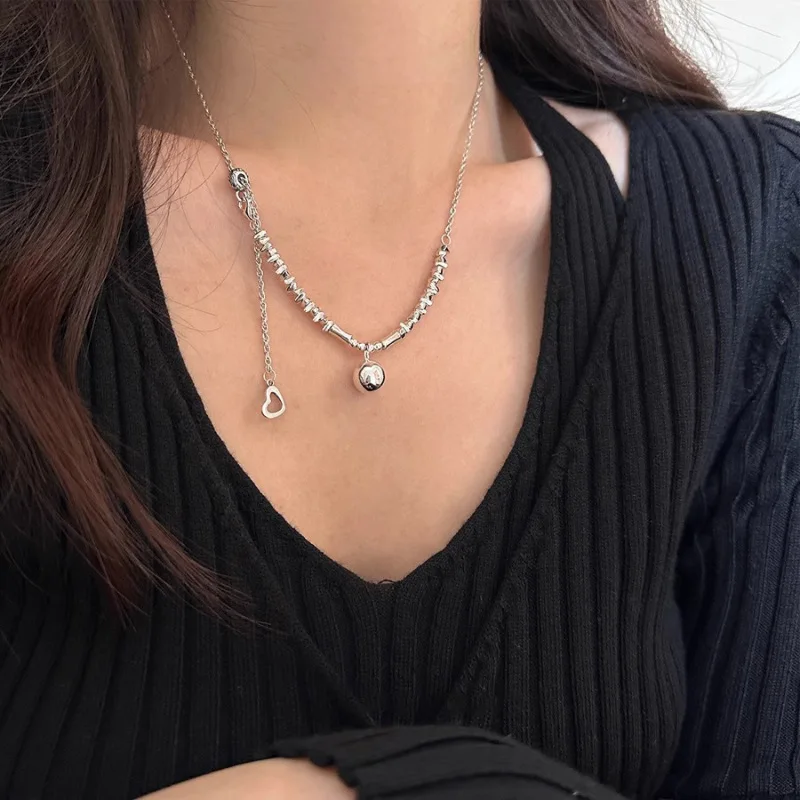 PANJBJ 925 Sterling Silber Unregelmäßige Shell Halskette für Frauen Minimalismus Mode Design Trend Süße Schmuck Geschenk Dropshipping – Detail 32