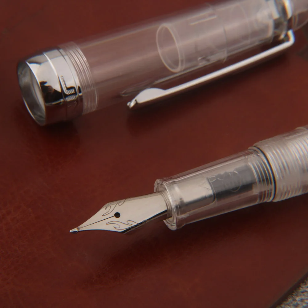Hochwertiger Naginata-Nib-Füllfederhalter, transparent, 1,0 mm, Schreibwaren, Bürobedarf, Unterschriften-Kalligrafie-Tintenstifte – Detail 2
