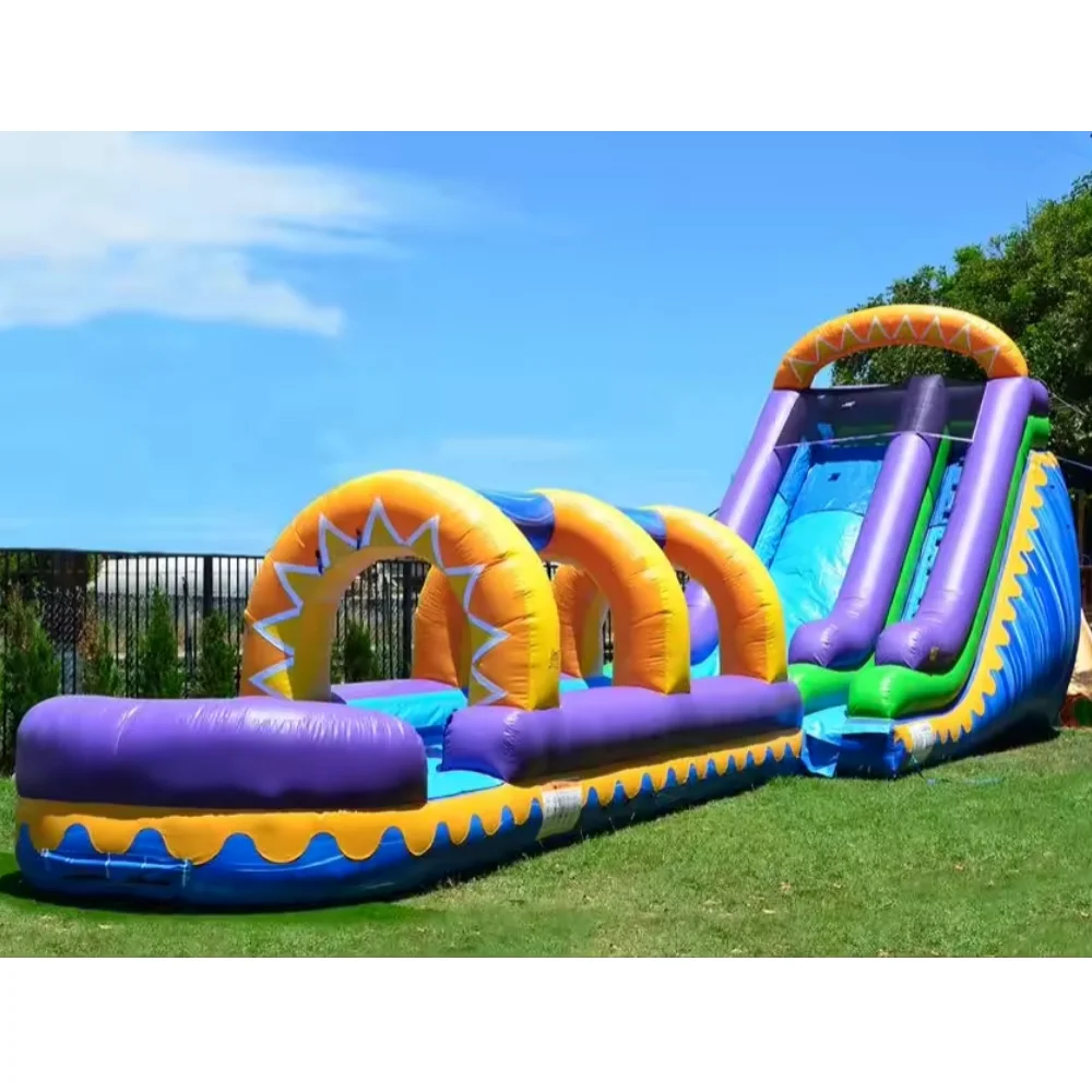 14x4m Colorful Rainbow hot sale Inflatable Water Slide Combo with Pool, Playground for Kids, Having Fun, 14x4x6.3m/47x13x20