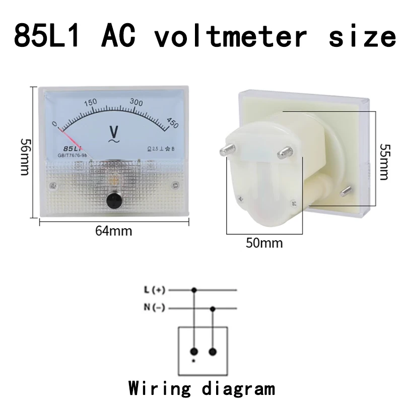 85L1  střídavého voltmetr ukazatel typ střídavého 0-50V  150V 250V 300V 450V 500V  600V analogová panel elektrické napětí měrka voltové měřič