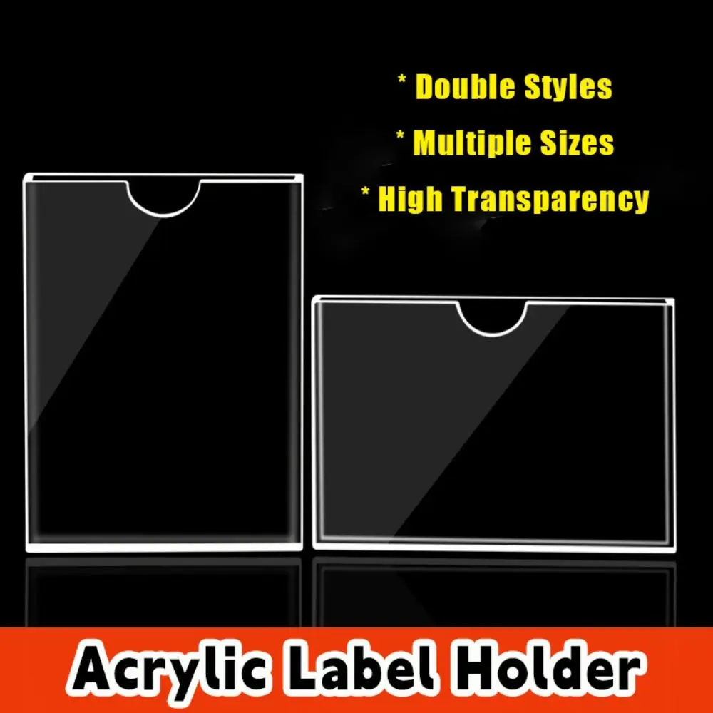 Durable Acrylic Label Holder Self-Adhesive Clear Photo Frame Multifunctional Double Layer Card Holder Card Display