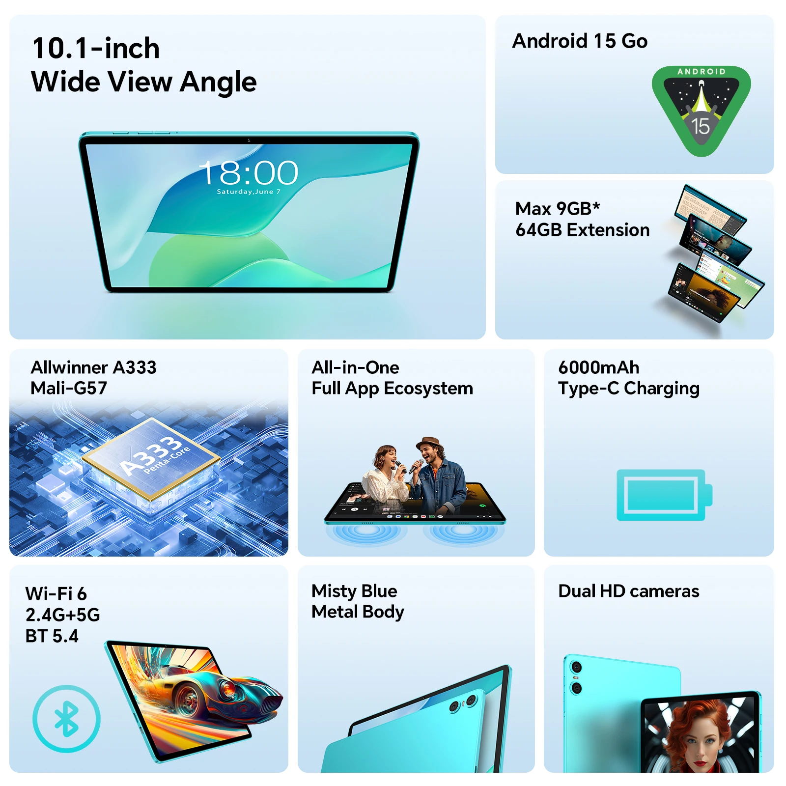 2026 Teclast P33 Android 15 Tablet, 10.1 Inch 1280X800, Max. 9Gb