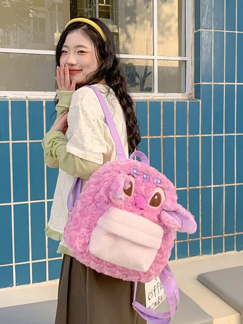 New Disney Stitch Plush Backpack Kawaii Character Design Large Capacity Girls' Backpack Perfect Gift For Young Women
