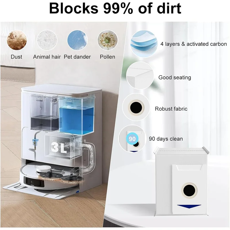 

ABVJ-For ECOVACS DEEBOT T30S Combo Robot Vacuum, T30s Replacement Parts Main Side Brush Hepa Filters Mop Pads Dust Bags