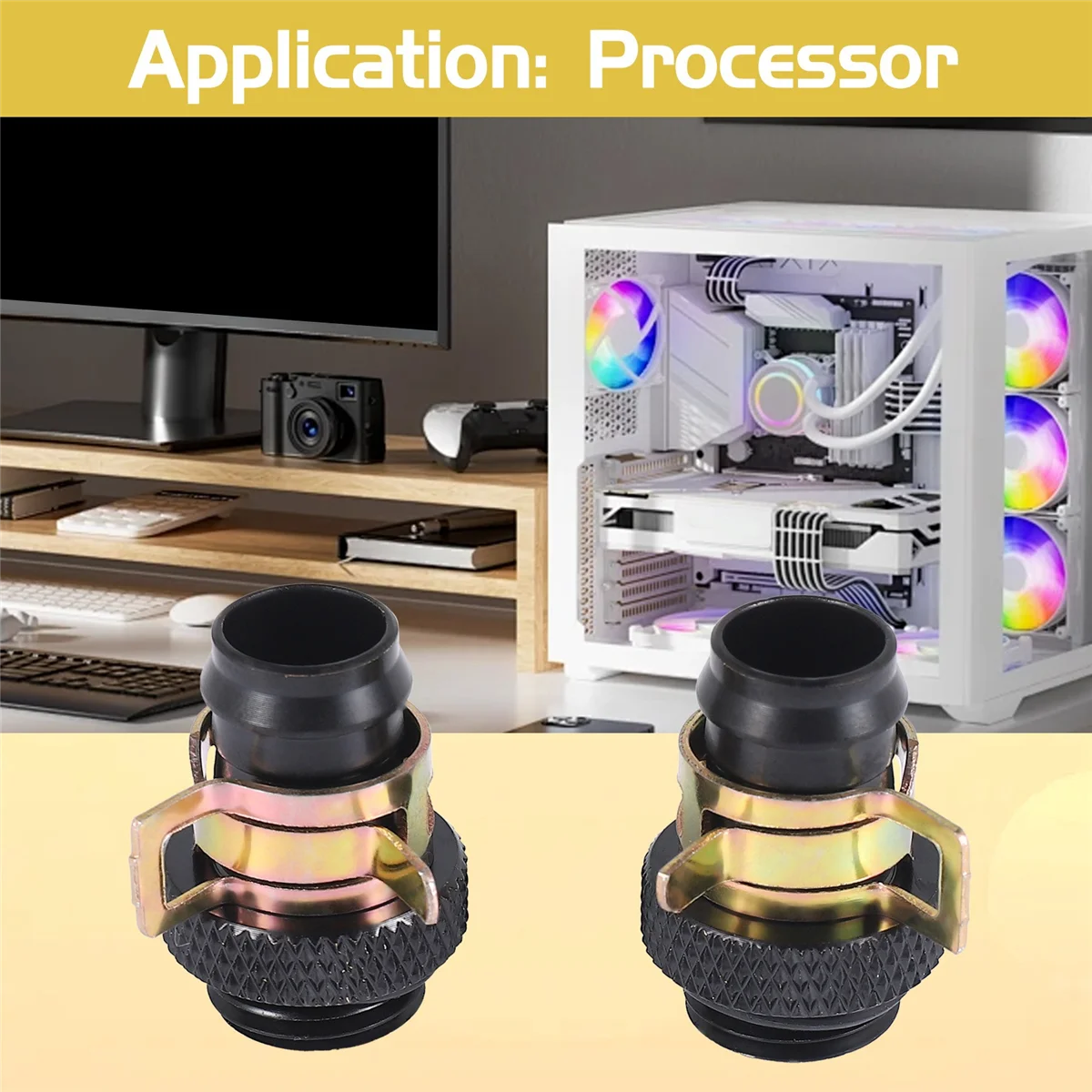 Y29A Hot 2 Pz Barb Raccordo Computer Radiatore di Raffreddamento Ad Acqua Dissipatori di Calore In Rame Morsetto di Raffreddamento Per 3/8 Pollici Id Tubi G1/4 Cromato Del