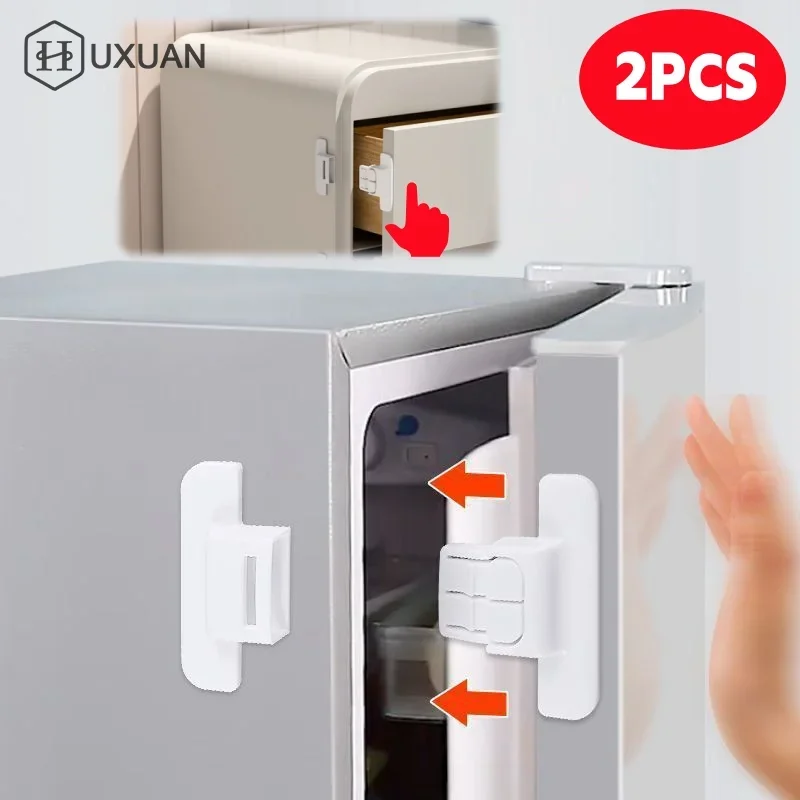 2pcs Kids Security Protection Refrigerator Lock Home Furniture Cabinet Door Safety Locks Anti-Open Water Dispenser Locker Buckle