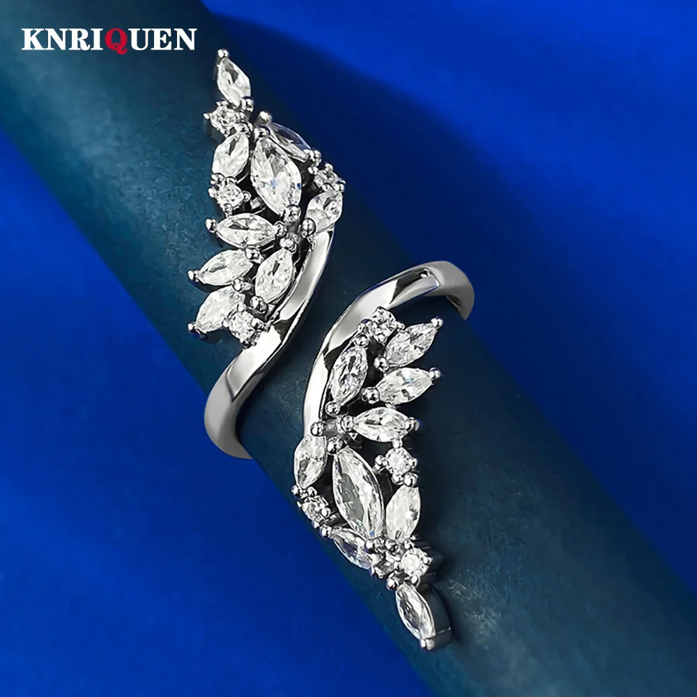 

2023 New 100% 925 Solid Silver High Carbon Diamond Open Rings for Women Cocktail Party Fine Jewelry Anniversary Gift Statement