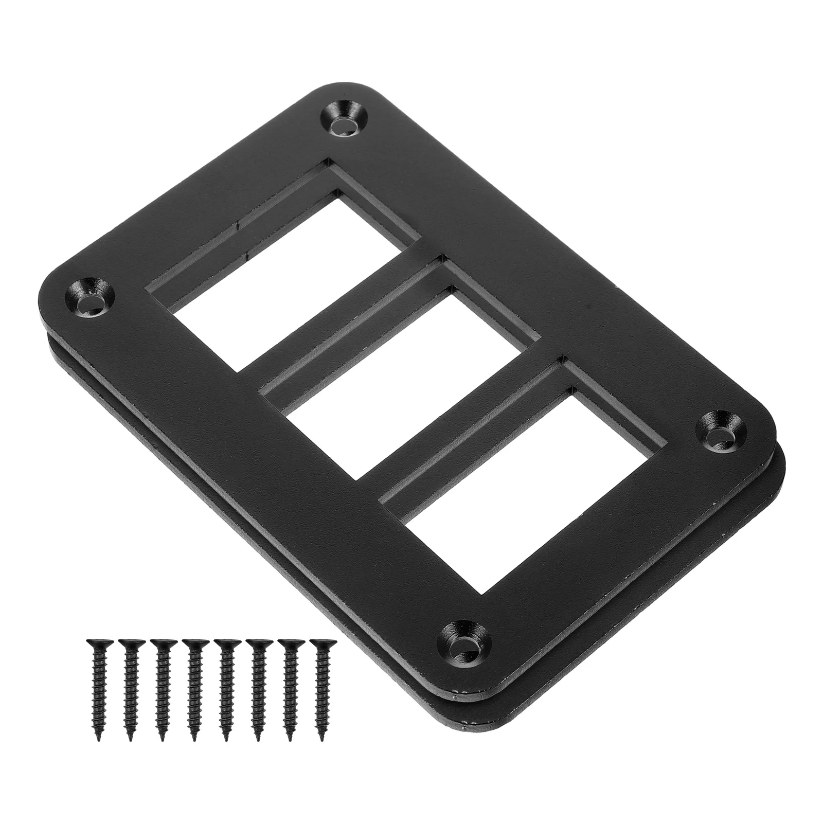 

2Pcs Rocker Panel 3Gang Black Aluminum Plate Screws for Car Boat RV Marine Rocker Panel Switch Installation Compatible