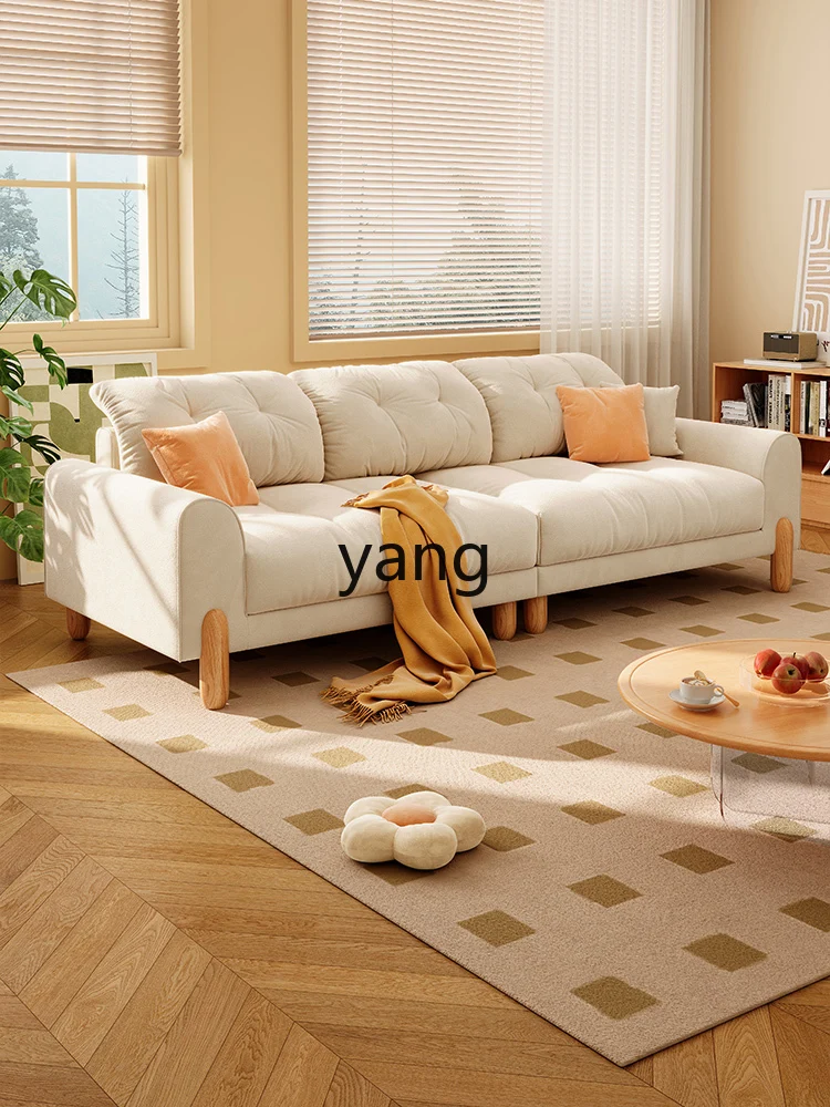 CX Cream Log Style Sofa Fabric Light Luxury Sofa Cat Fleece Living Room Large and Small Household Straight Row Sofa