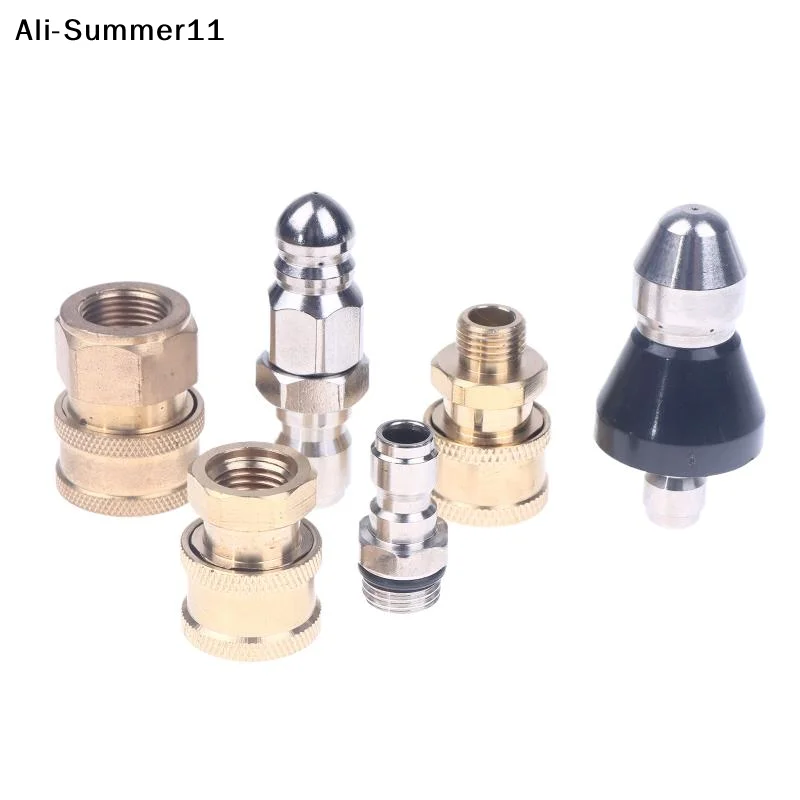 

【A6L】【Yg16】Sewer Jetter Nozzle Mini With 1/4'' Quick Connect Drain Cleaning Nozzle Tips Kit For Drain Jetting Hose