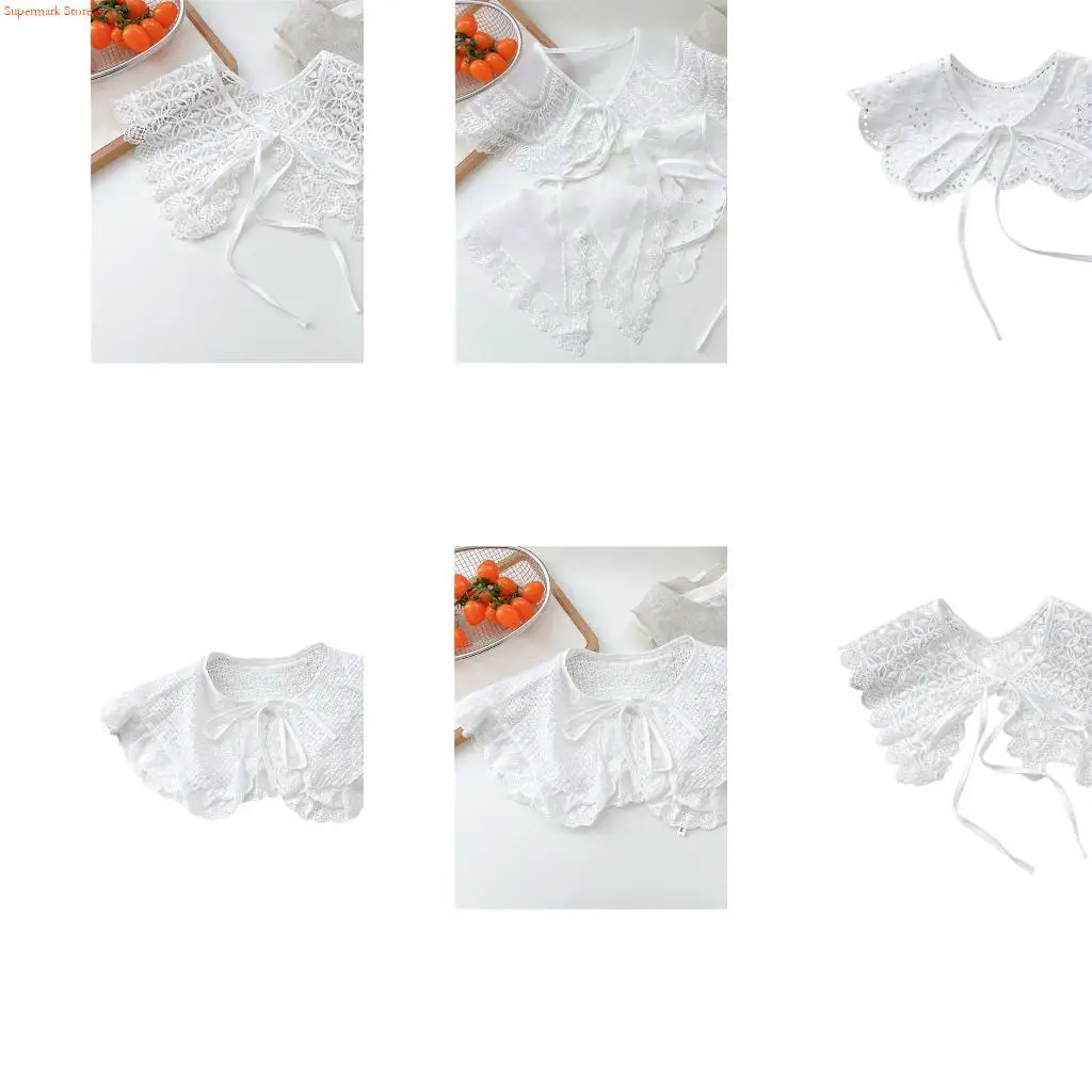 Q5WE Ajuste o colar decorativo ajustável Padrões renda decorativos Padrões renda poliéster macio desgaste casual formal