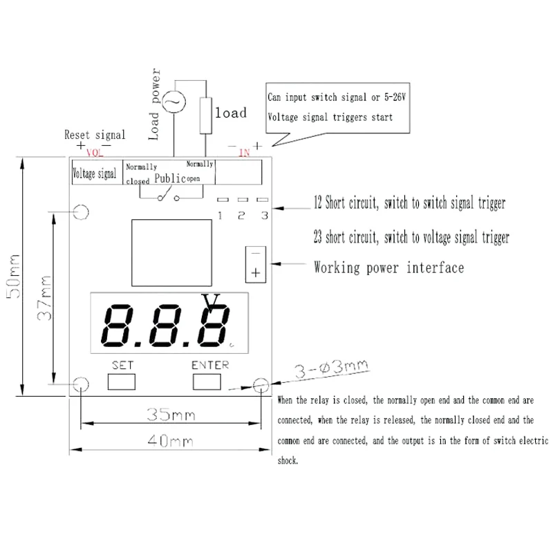 Dc 12v 24v módulo de relé de controle de tensão digital interruptor de relé placa de controle módulo led voltímetro carregamento descarga monitor