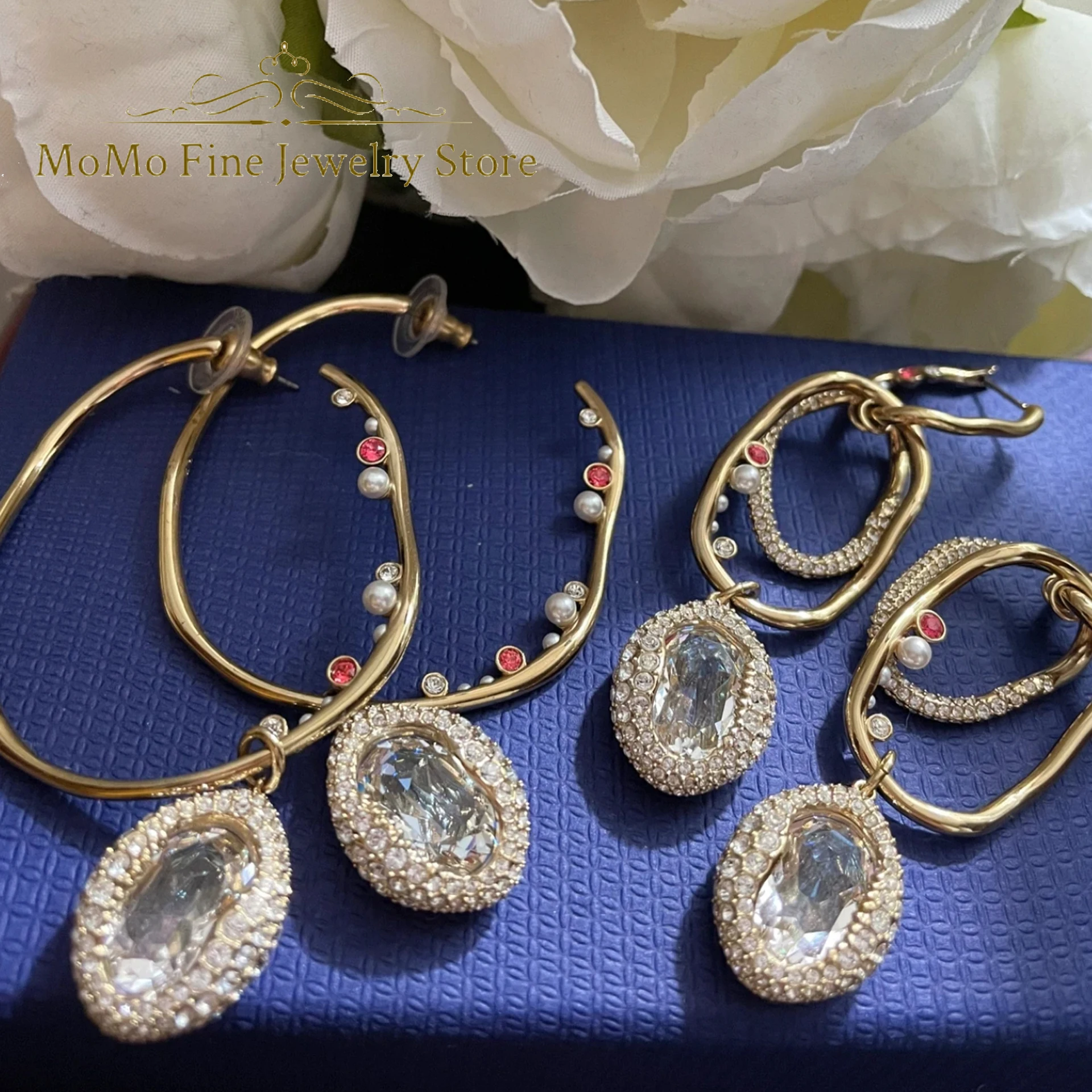 

Hoop Earrings 2025 New Trend High Quality Fine Jewelry Charming Gold Geometric Crystal Tassel Earrings Romantic Gift for Women