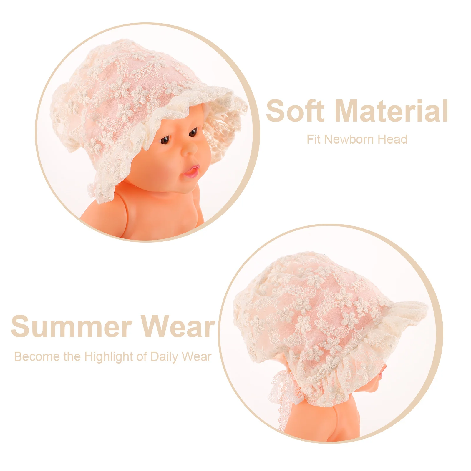 طفلة الدانتيل بونيه الرضع Sunhat تنفس خفيفة الوزن الصيف قبعة الأميرة نمط اللعب في الهواء الطلق الطفل بونيه المولود الجديد قبعة