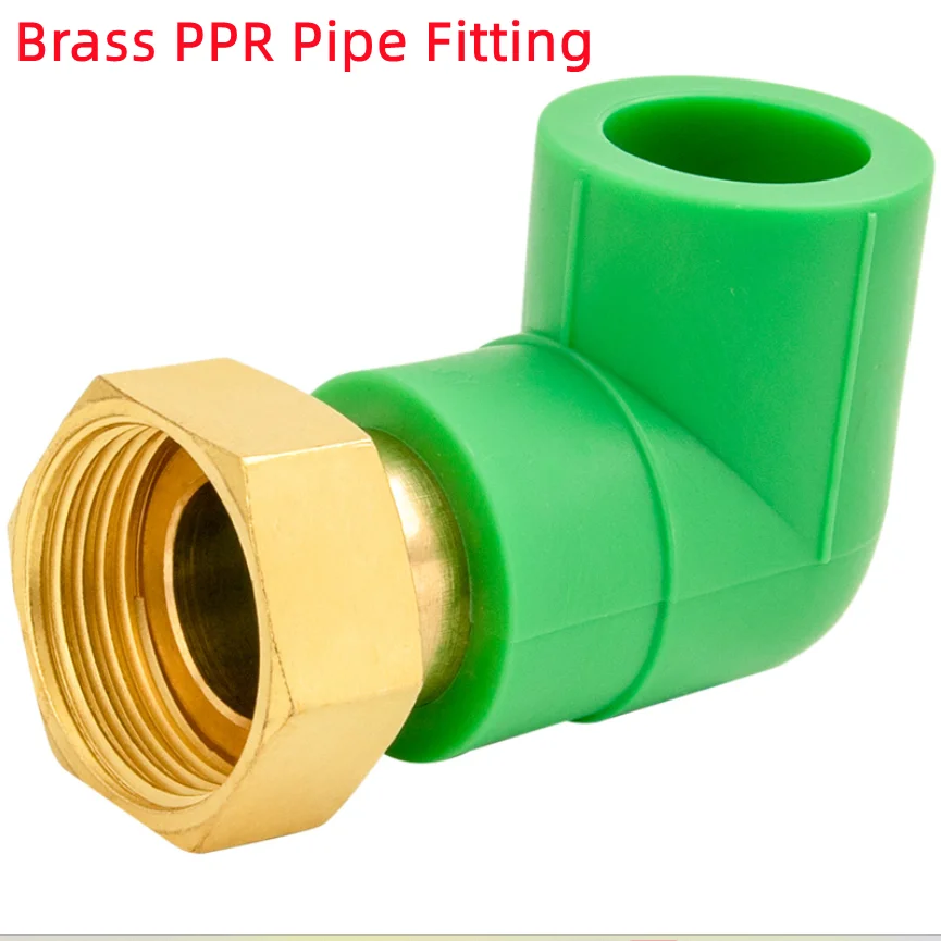 1/2 "3/4" 1 "1-1/4" BSPP أنثى إلى PPR20/25/32 النحاس الاتحاد PPR تجهيزات أنابيب المياه المياه الشمسية تذوب الماء الساخن 90 درجة الكوع