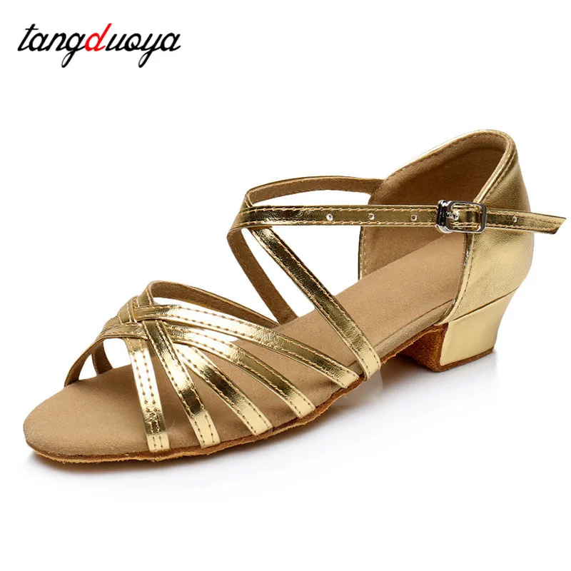 Children Dance Shoes For Women Ballroom Latin Modern Tango Salsa Dancing Shoes Ladies Girls Dance-Shoes Practice Low Heels