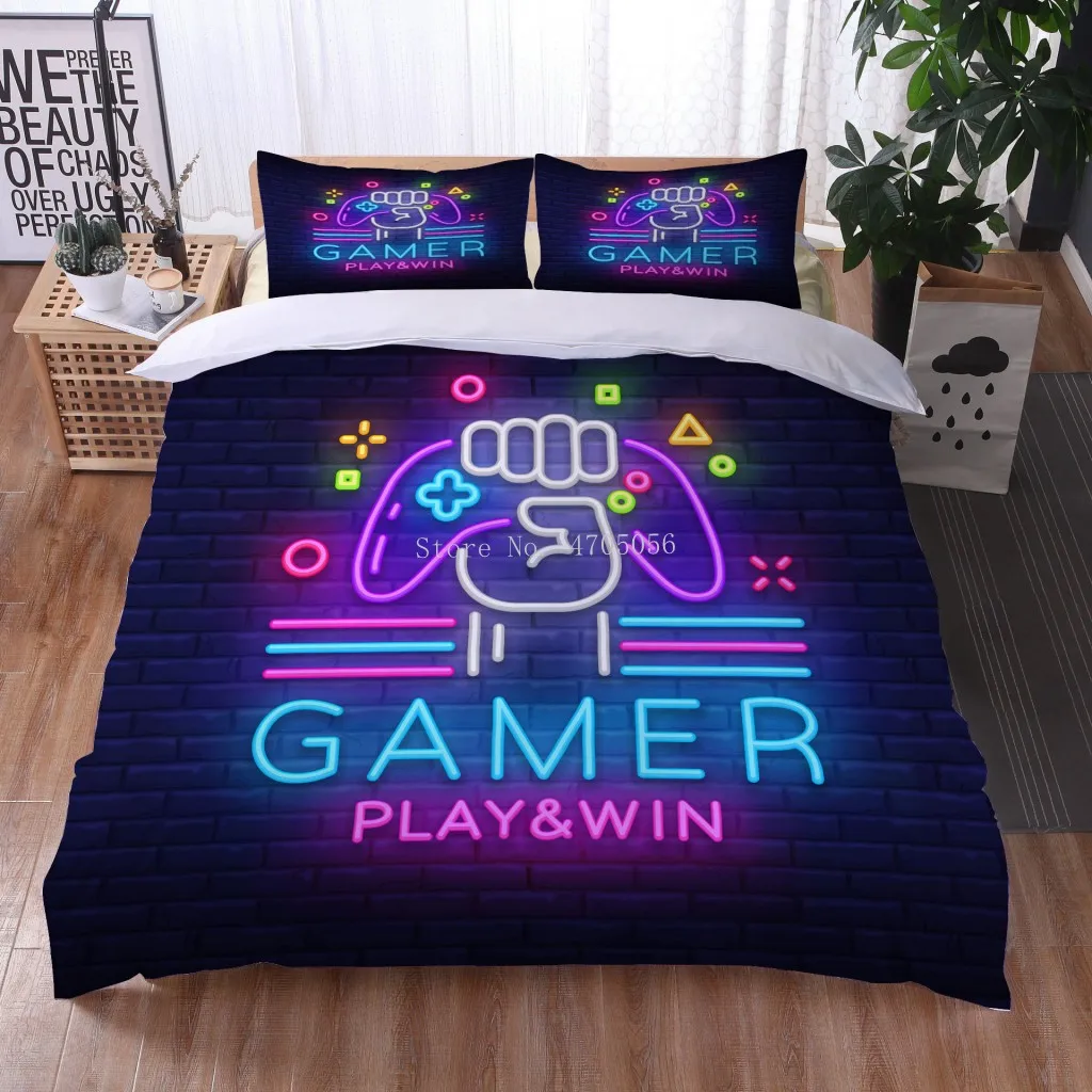 Gamer Euro Size Bedding Set Queen King Single Game Duvet Covers Pillowcase 3pcs Bed Cover Sets for Boys Girls Gift Home Textiles