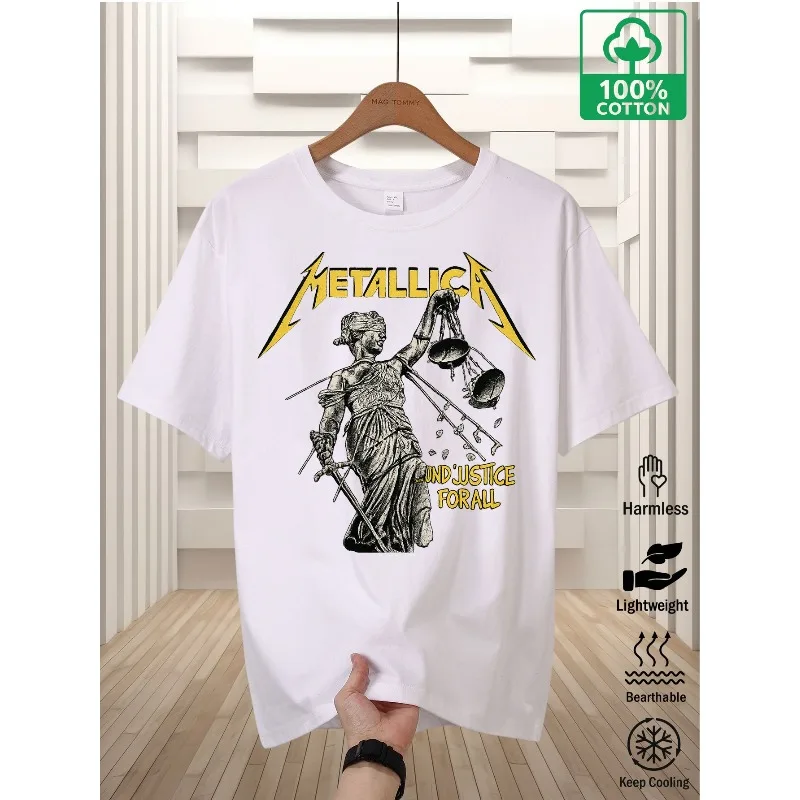تي شيرت Metallica Band's "... and Justice for All" للرجال والنساء، الرياضة، الترفيه، الموضة، الكبار العصري
