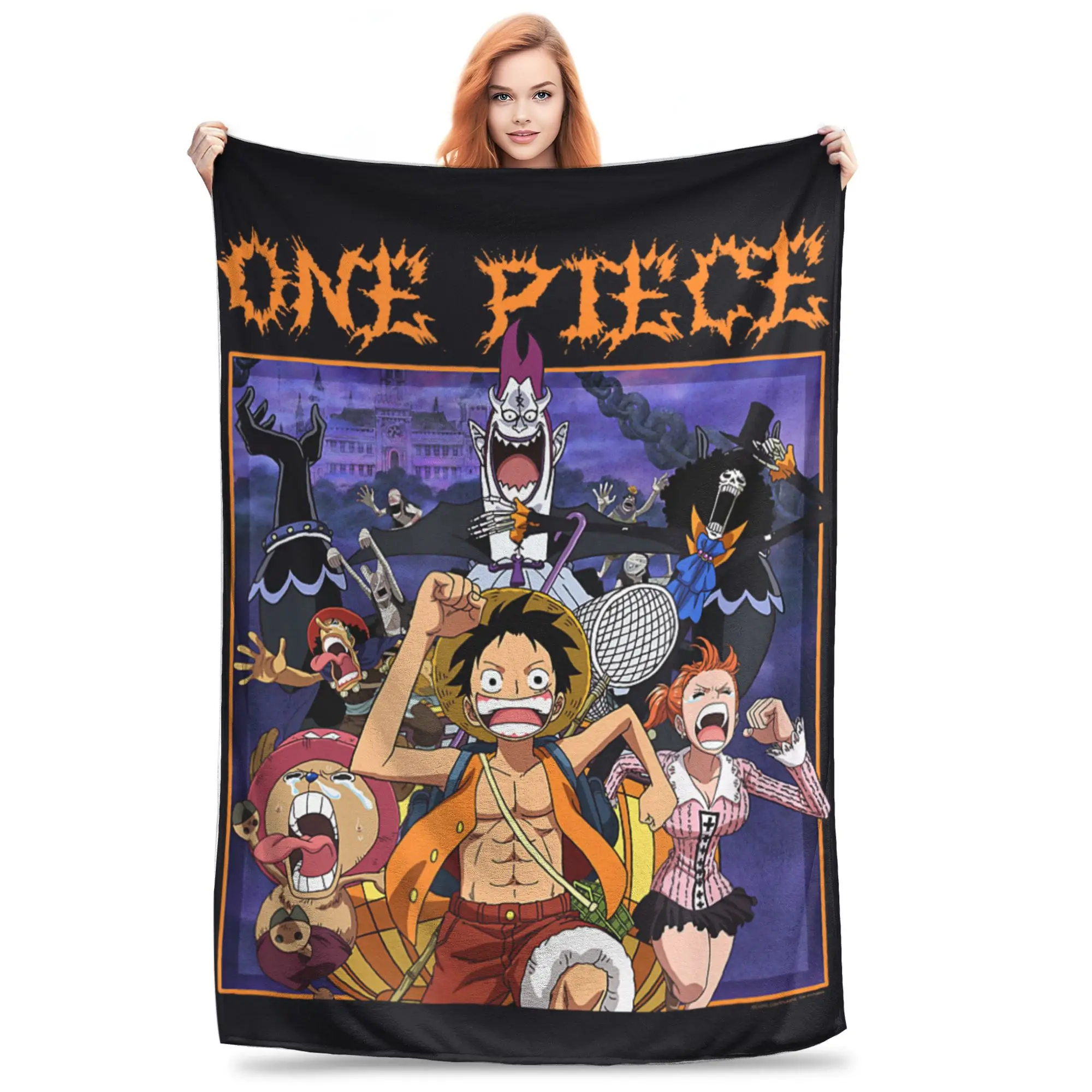1PC One Pieces Running Scared Heavy Metal Logo  Winter Blankets for Adults Bedding Home Interior Sofa Knee