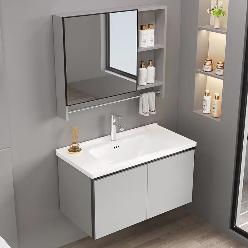 

Simple space aluminum bathroom cabinet, household, toilet washbasin combination