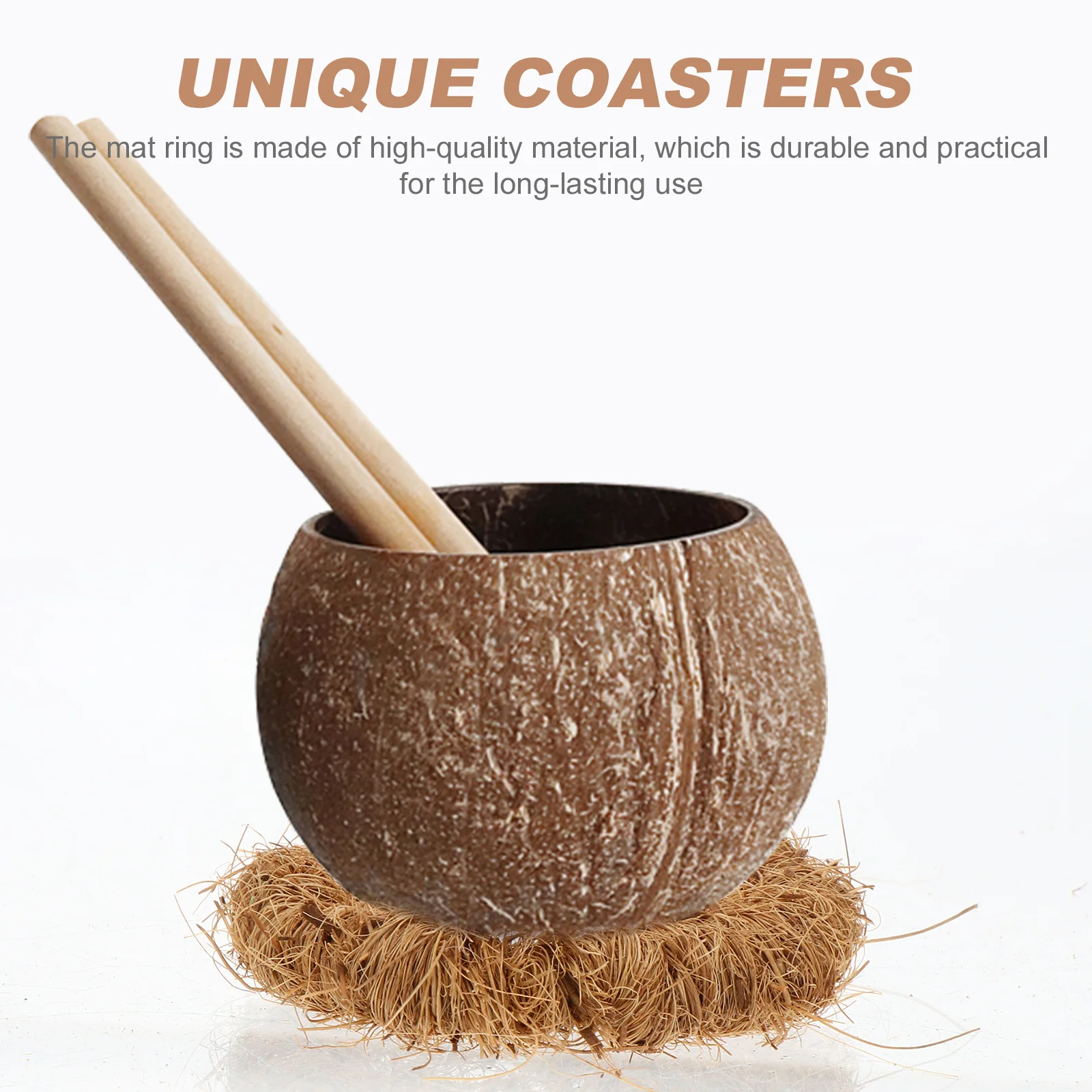 

10Pcs Coconut Coaster Cup Mat Insulated Decorative Round Table Protection Mat Ring for Home Dining