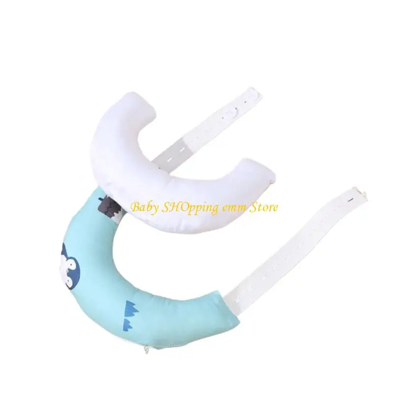 غطاء قابل للإزالة 23GD وسادة للرضع بنمط كرتوني من القطن على شكل أهلة لدعم الرقبة من القماش المسامي، فراش نوم آمن