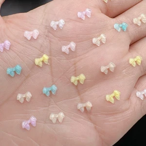 50 buah Hiasan Bagian Seni Kuku Busur Transparan Pita Resin Mini Berkilau Massal Berlian Imitasi Kuku DIY Aksesori Dekorasi Seni Kuku Musim Panas 6 pita kuku penjualan terbaik - №