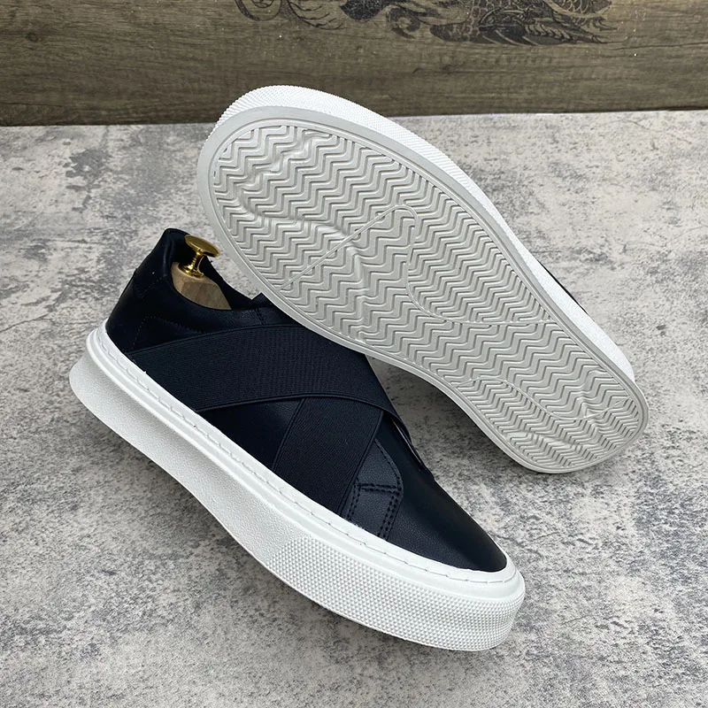 أحذية رجالية عصرية سهلة الارتداء من الجلد، مريحة ومتعددة الاستخدامات، أحذية رياضية كاجوال بكعب مسطح، متنفسة بمقدمة مستديرة لل... #3