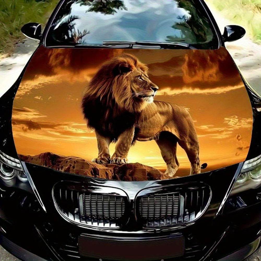 

The Lion At Sunset Car Hood Wrap - PVC Decal Sticker For Trucks, Bonnets & Cars, Universal Fit, Stylish Graphic Design, Vehicle