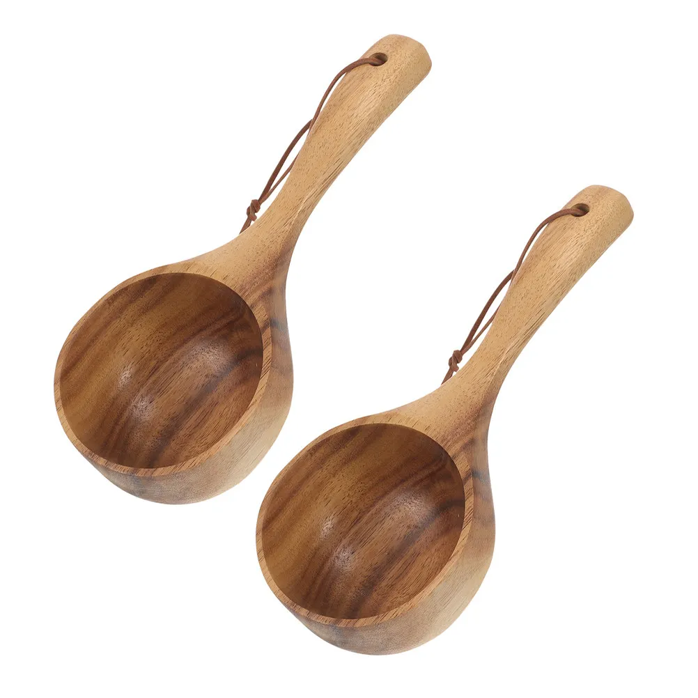 

Набор из 2 деревянных черпаков для ванны и душа, с длинной ручкой, эргономичный дизайн, легко моется, минималистичный стиль, бытовой инструмент