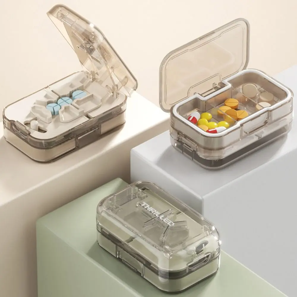 Precise Cutting Portable Pill Cutter Sealed Dustproof Pill Storage Box Moisture-proof with 3 Compartments Pill Divider