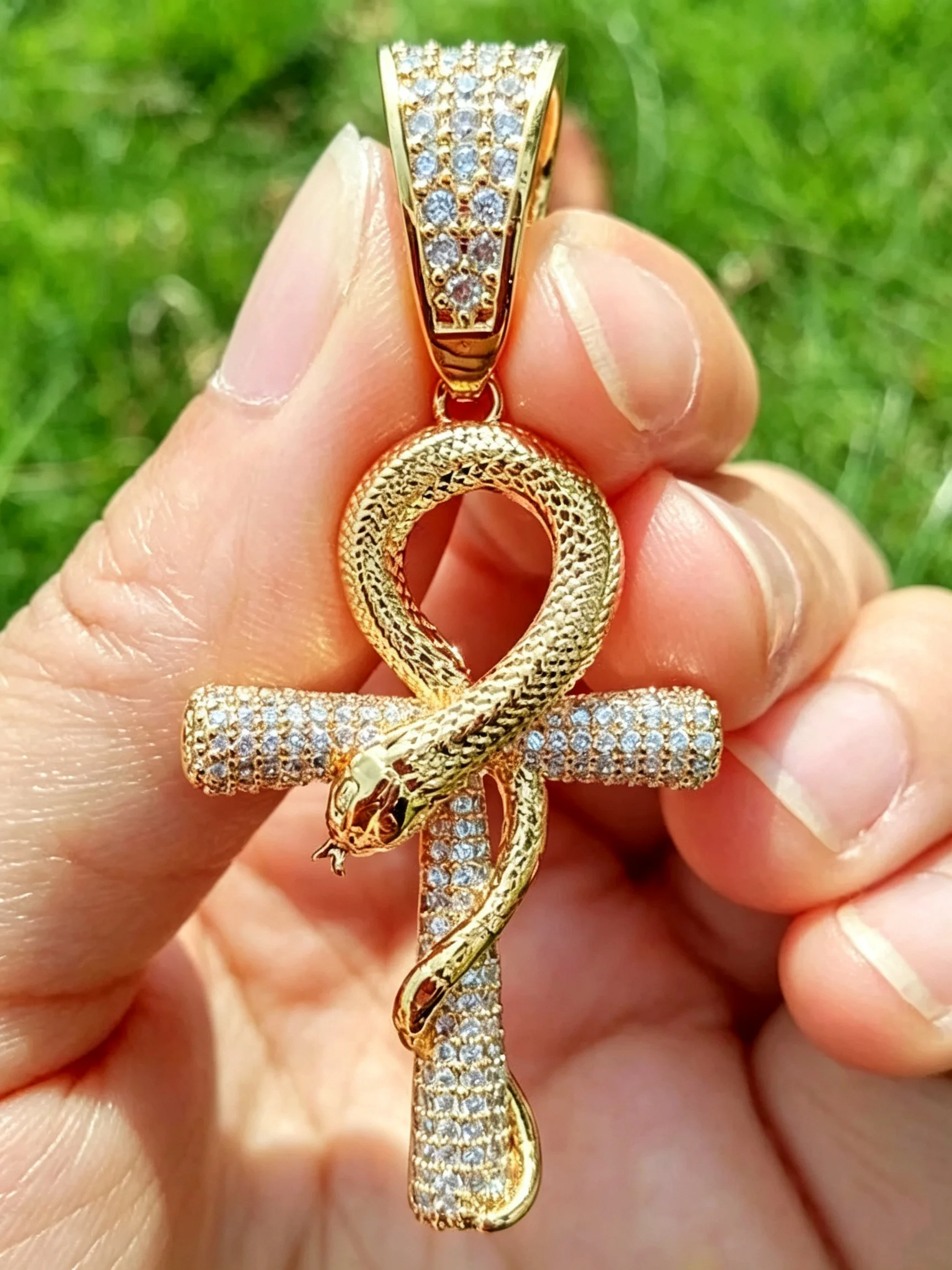 Gold Snake Shape Cross Pendant - đánh giá và giá Cross Pendant Necklace Gold