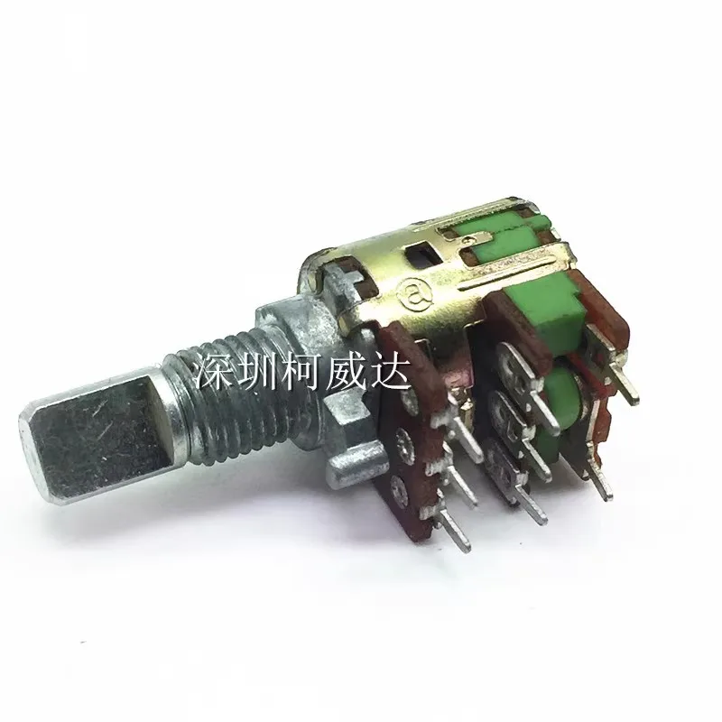 1PCS，Model 12 rotary potentiometer，Dual band Switch A10k axis length 15mm half axis 8 pin