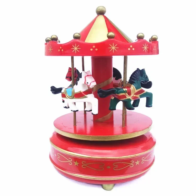 [Funny]  	Adult Collection Retro Wind up toy Metal Tin The Music carousel Mechanical toy Clockwork toy figures model  kids gift