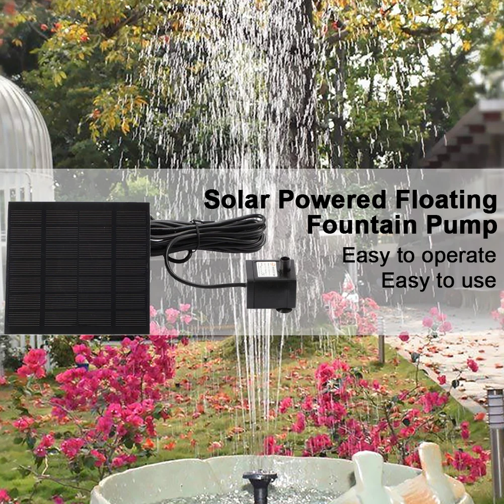 1.2W Solar Water Fountain Pump 200L/h with 6 Nozzles Solar Fountain Pond Pump Kit Solar Pond Pump for BirdBath Garden Small Pond
