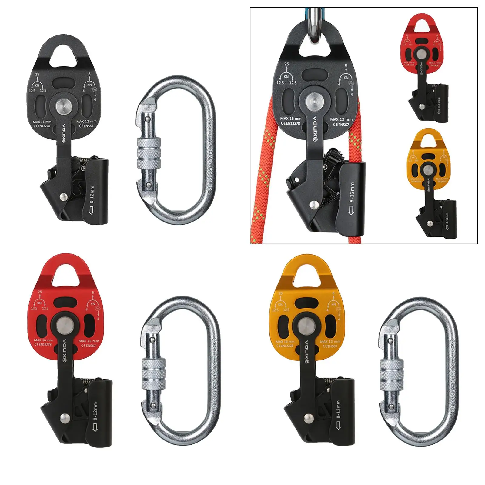 25KN Outdoor Rope Pulley Ascender for Rigging Rock Climbing Arborist Lifting