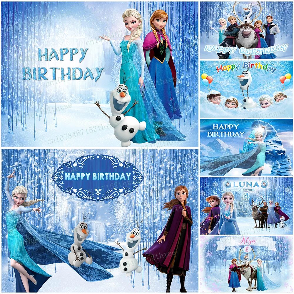 

Frozen Birthday Party Photo Background Baby Shower Photography Backdrop Anna&Elsa Photo Backdrop