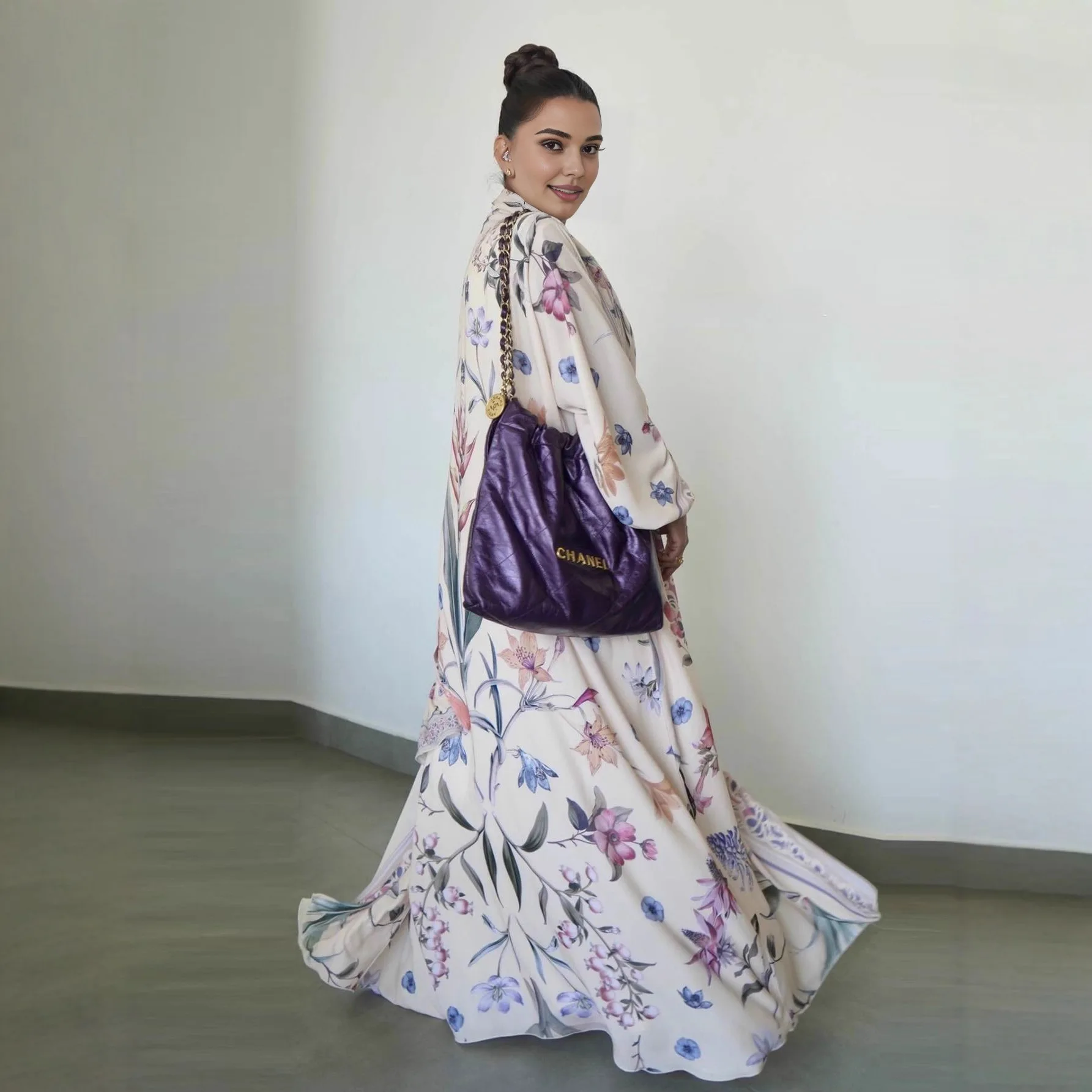 New Arrival Women's Dress Open Abaya Hijab Set Muslim Dress with Hijab Scarf Shawl Floral Islamic Clothing for Eid Daily Wearing